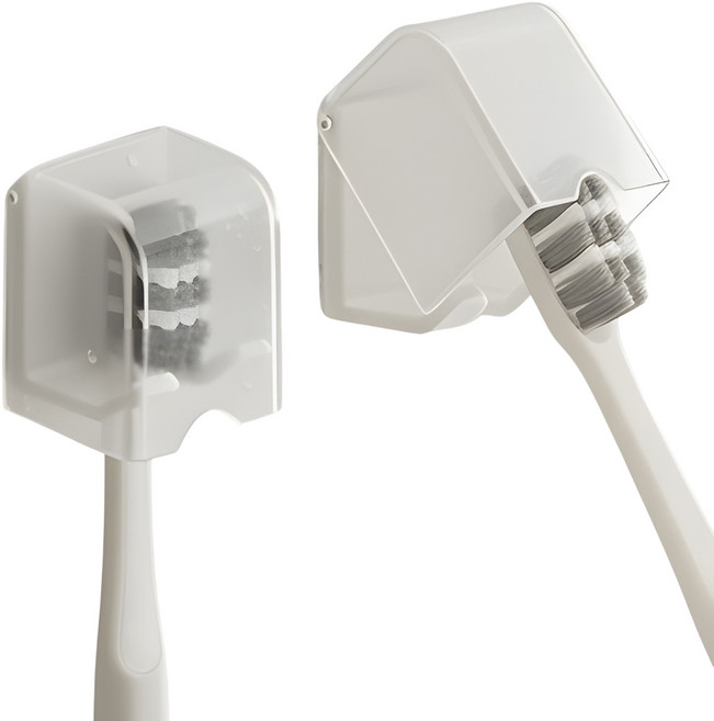 한봄누리 무타공 칫솔걸이 커버형 칫솔꽂이, 화이트, 2개