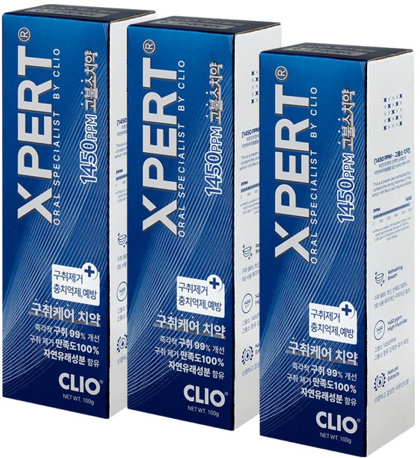 크리오 엑스퍼트 브레스케어 일사오공 치약, 100g, 3개