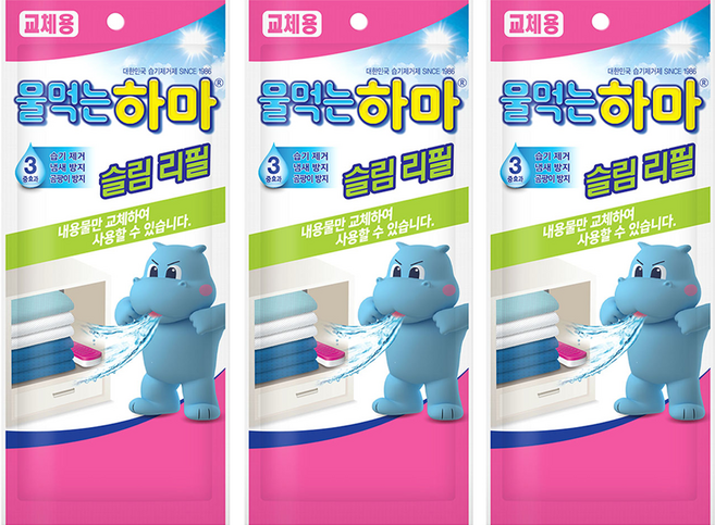 물먹는하마 슬림 리필, 150g, 3개