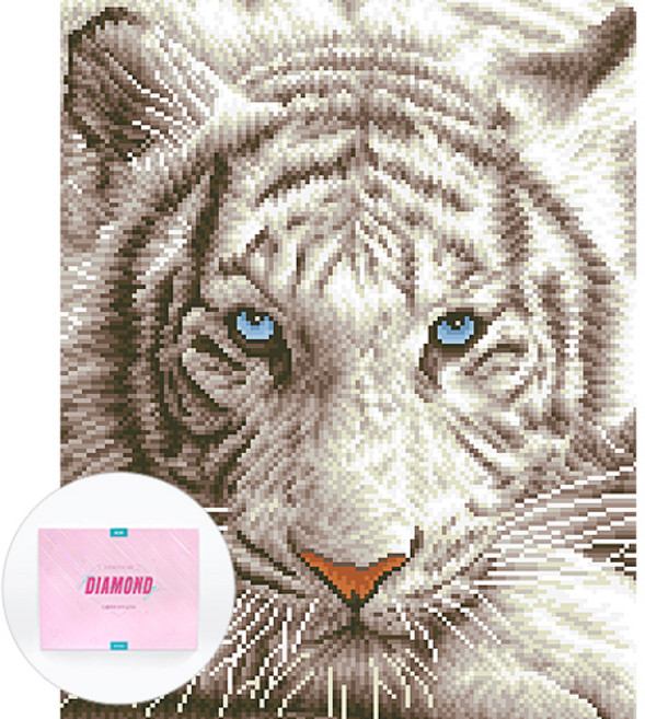 디클레어 액자 캔버스형 보석십자수 DIY 키트 40 x 50 cm, 백호초상, 1세트