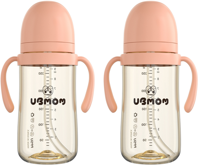 유비맘 시그니처 빨대컵, 280ml, 2개, 딸기