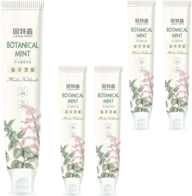 Mr.GOOD TOOTH 固特齒 植萃潤齦草本護理牙膏 左手香, 125g, 5條
