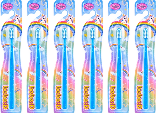 bebeD 초콜릿도 잘 닦이는 칫솔, 반짝이블루, 6개입, 1개