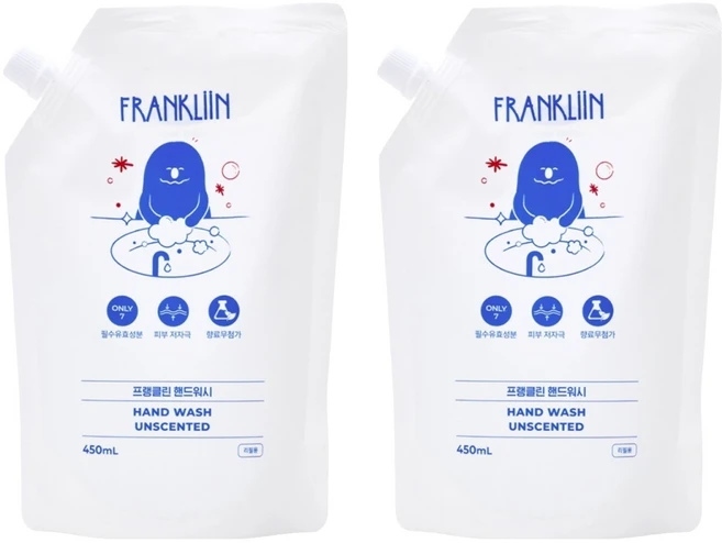 FRANKLIIN 핸드워시 리필, 무향, 2개, 450ml - 쿠팡