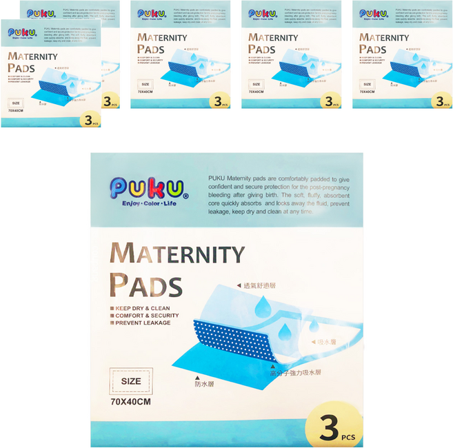 PUKU 藍色企鵝 看護墊 3入 孕婦看護墊, 70 x 40cm, 6包, 3片