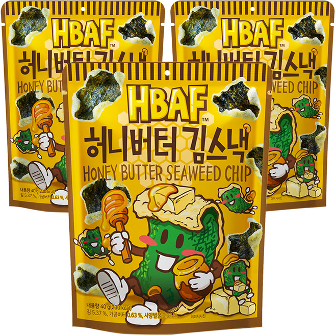 HBAF 蜂蜜奶油海苔脆餅, 40g, 3包