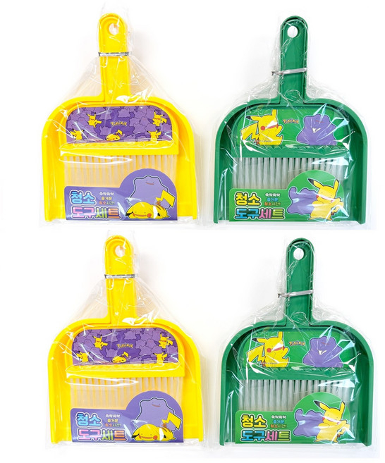 포켓몬스터 청소 도구 빗자루 + 쓰레받기 2종 세트, 혼합색상, 2세트