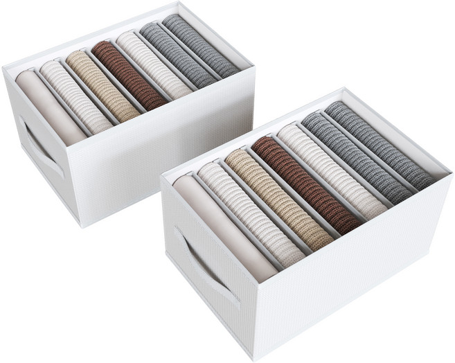 하비티 접이식 칸막이 의류 정리함 36x25x20cm, 화이트, 2개