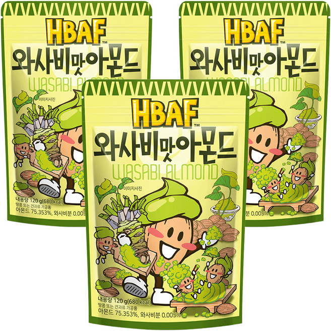 HBAF 杏仁果 芥末味, 190g, 3包
