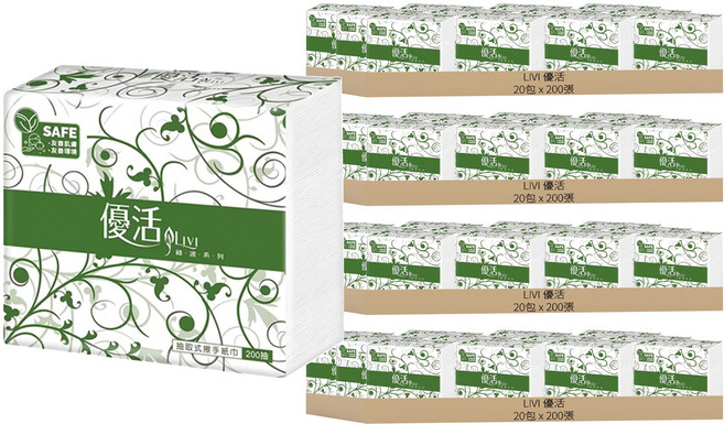 LIVI 優活 抽取式擦手紙, 1入, 80包