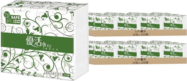 LIVI 優活 抽取式擦手紙, 1入, 40包