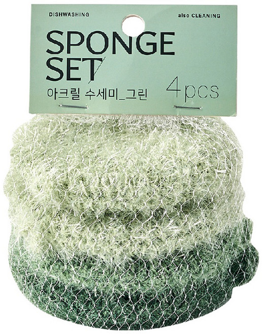 모던하우스 ON 아크릴수세미 4종 세트 그린, 4개입, 1세트