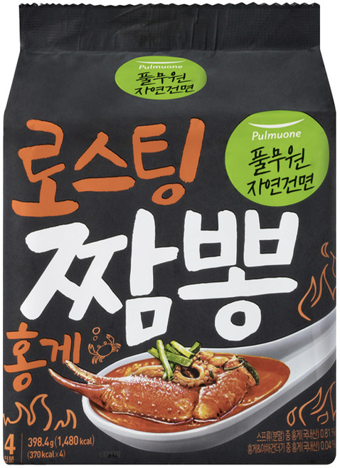 풀무원자연건면 로스팅 짬뽕 홍게 99.6g, 4개