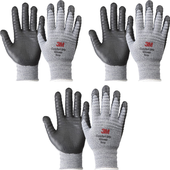 3M 舒適型止滑耐磨手套 Stop, Melangegray, 3雙