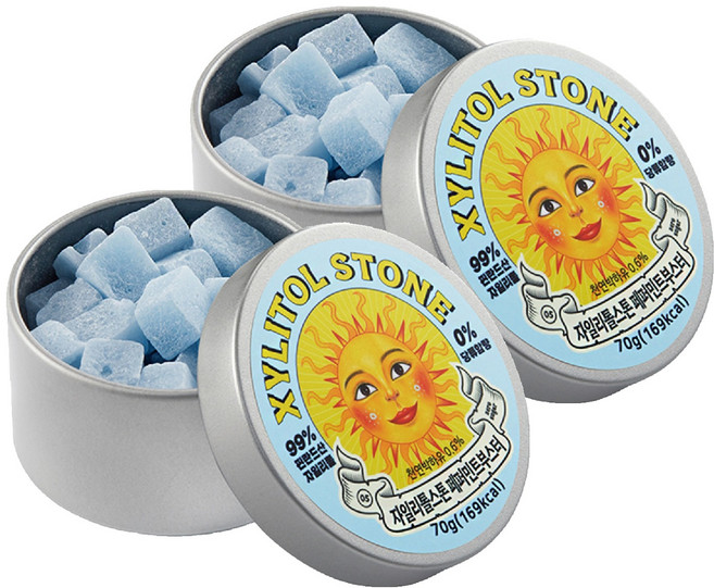 XYLITOL STONE Candy 韓國木糖醇小方糖 05 勁涼薄荷, 2個, 70g