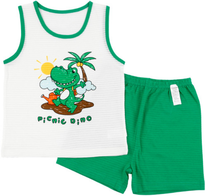 Maykids 男童款緹花無袖背心+短褲家居套裝