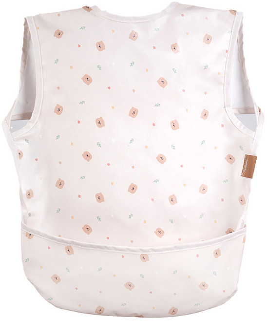 베이비클로 유아용 초기이유식 입는 방수 턱받이 바디빕, 곰베이지, 1개, 1개입