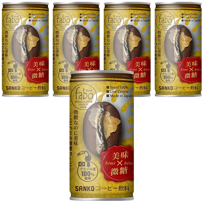 SANKO fabo 美味香濃咖啡, 185ml, 5個