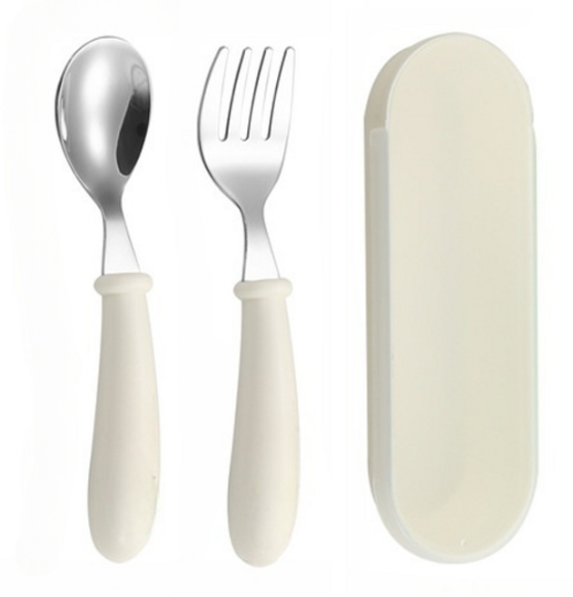 레벨굿즈 304 스텐 스푼포크 세트, 크림, 1세트, 스푼 + 포크 + 케이스