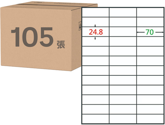 鶴屋 A4三用電腦標籤 23號 B2570 70 x 24.8mm, 105張, 36格