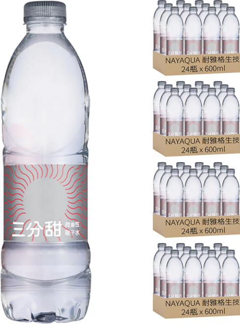 NAYAQUA 耐雅格生技 三分甜 PH7.5 微鹼性離子水, 96瓶, 600ml