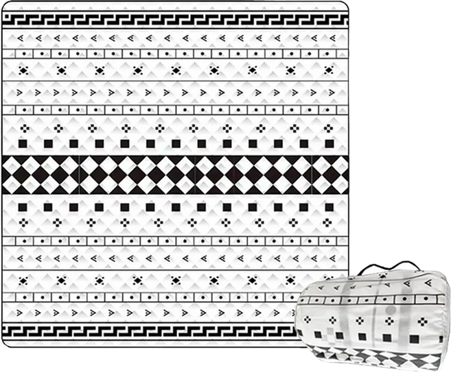 MBCF 露營狂 地墊 春亞紡布 210D牛津布 1.1KG, 波西米亞風 白色 + 黑色