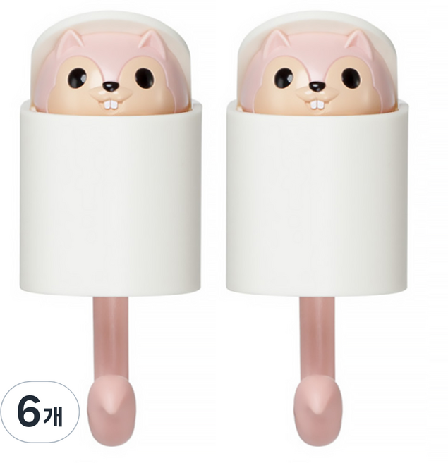 알럽홈 다람쥐 펀치 후크, 핑크, 6개