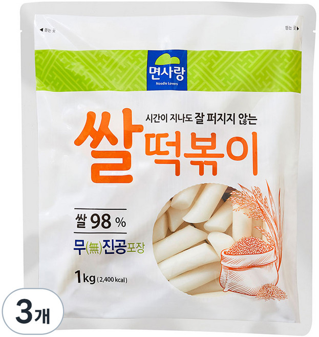 면사랑 쌀 떡볶이떡, 1kg, 3개