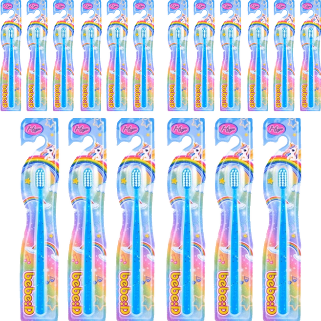 bebeD 초콜릿도 잘 닦이는 칫솔, 반짝이블루, 6개입, 3개