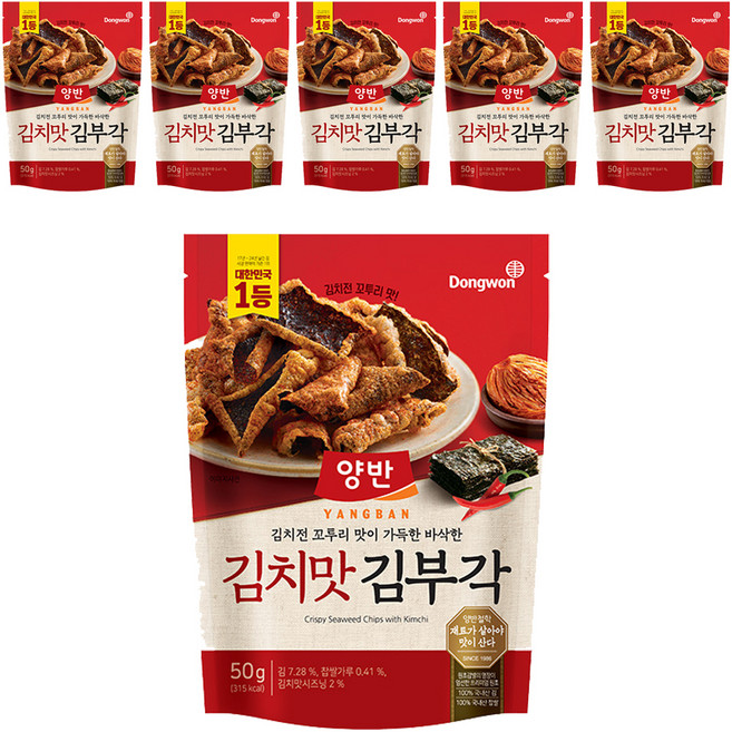 양반 김치맛 김부각, 50g, 6개