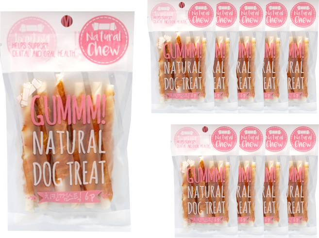 강아지 GUMMM 스틱껌 6p, 치킨맛, 60g, 10개