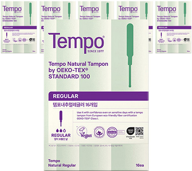 템포 내추럴 탐폰, 레귤러, 16개입, 6개