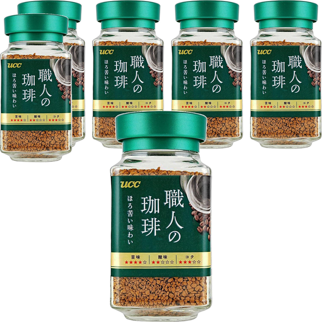 ucc 職人的珈琲 職人苦味即溶咖啡, 90g, 1入, 6瓶