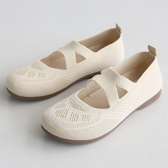 常客姐姐 女款針織帶瑪莉珍泡泡平底鞋