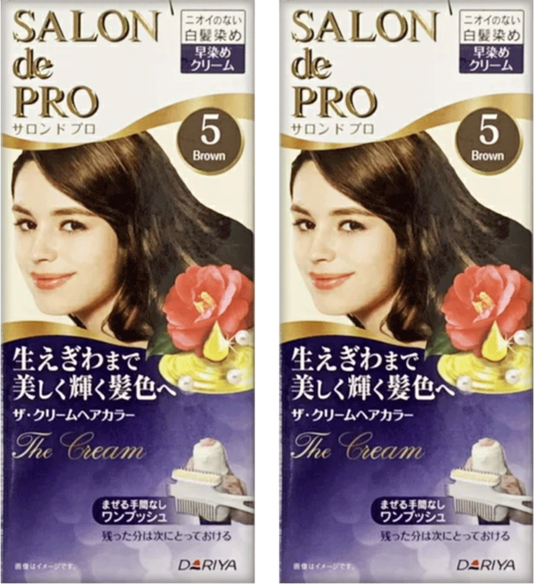 DARIYA 塔莉雅 SALON de PRO 沙龍級白髮專用快速染髮霜, 5 自然棕, 2盒