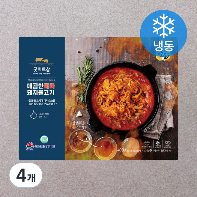굿미트찹 매콤한 마라 돼지불고기 (냉동), 400g, 4개