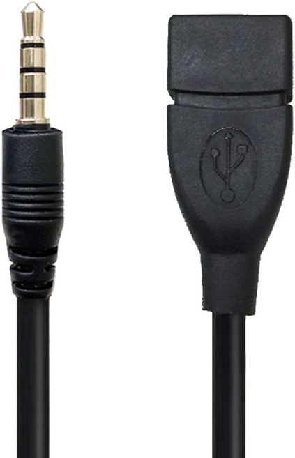 ziya 智雅科技 USB-A母-3.5mm AUX公 OTG轉接線 輕巧款, 黑色, 18cm, 1條