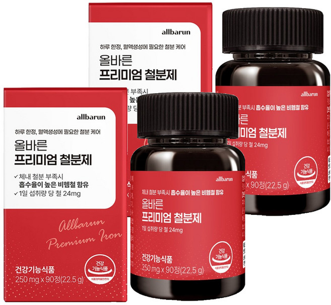 올바른건강식품 프리미엄 철분제, 90정, 2개