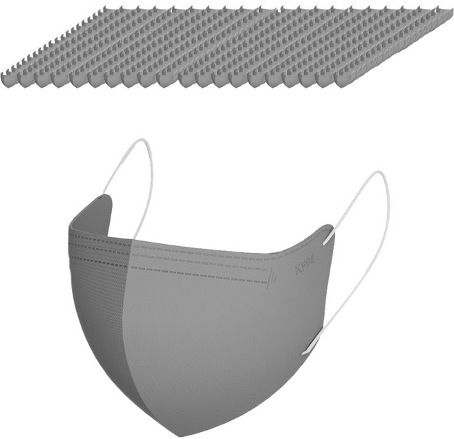 가드데이 KF94 새부리형 황사방역 컬러 마스크 대형, 그레이, 4개, 100매입
