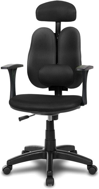 체어클럽 G플러스백 C형 패브릭원단 사무용의자, 블랙