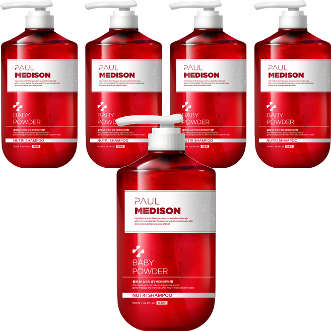 폴메디슨 뉴트리 샴푸 베이비파우더향, 1.077L, 5개