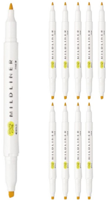 마일드라이너 형광펜, 레몬옐로우, 10개
