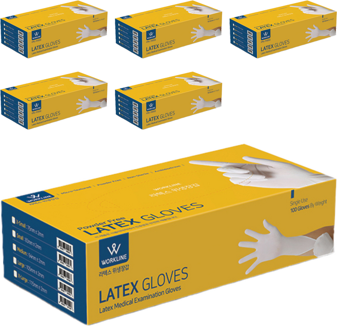 워크라인 라텍스 위생장갑, 화이트, 대(L), 6개