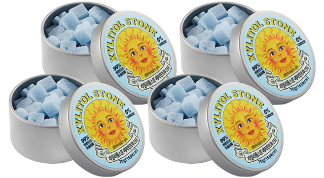 XYLITOL STONE Candy 韓國木糖醇小方糖 05 勁涼薄荷, 4個, 70g