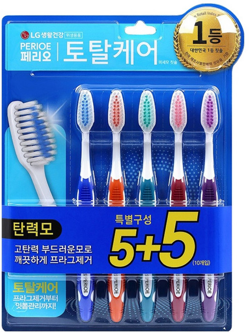 페리오 토탈케어 탄력모 칫솔, 10개입, 1개
