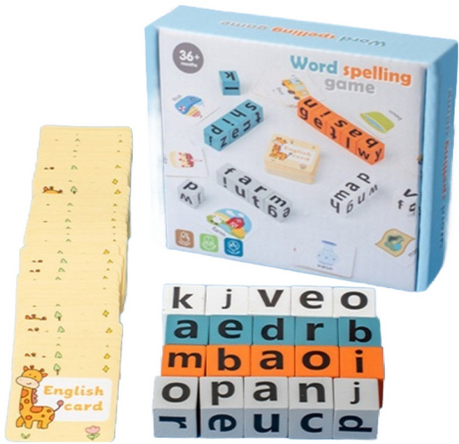 다다랜드 유아용 교육 첫 영단어 낱말 맞추기 보드게임, 혼합색상, 1개