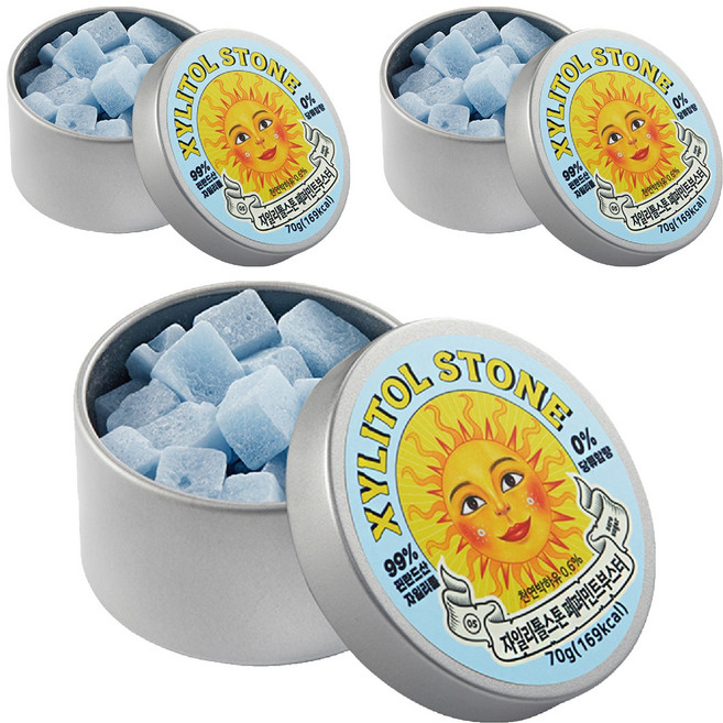 XYLITOL STONE Candy 韓國木糖醇小方糖 05 勁涼薄荷, 3個, 70g