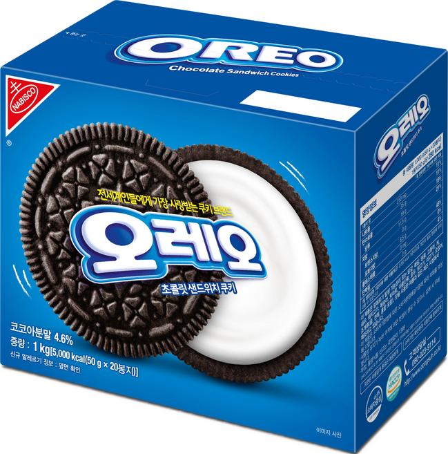 오레오 초콜릿 샌드위치 쿠키 화이트 크림, 1kg, 1개