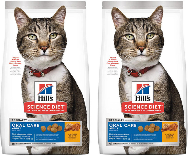 Hill's 希爾思 SCIENCE DIET 成貓 口腔保健特調食譜 乾飼料, 3.5lb, 2袋, 雞肉與糙米