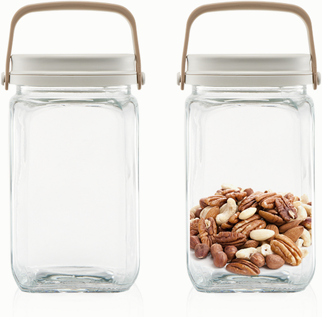 르베르폴리세 브라운 핸들캐니스터, 1300ml, 2개